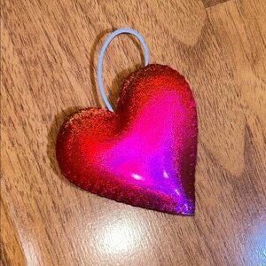 Red and Iridescent Ombré Heart-Shaped Ornament